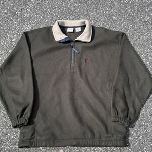 Vintage Bugle Boy 1/4 Zip Fleece Pullover Olive Green Mens Medium